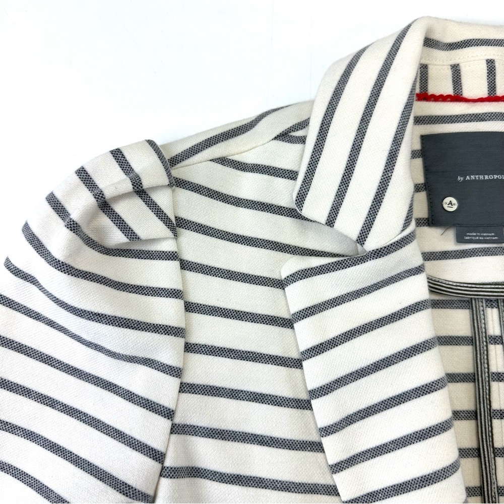 Anthropologie Francoise jersey stripe blazer Gray Ivory Knit Womens XS - Picture 6 of 16